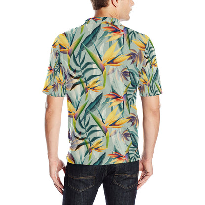 Tropical Flower Pattern Print Design TF022 Men Polo Shirt
