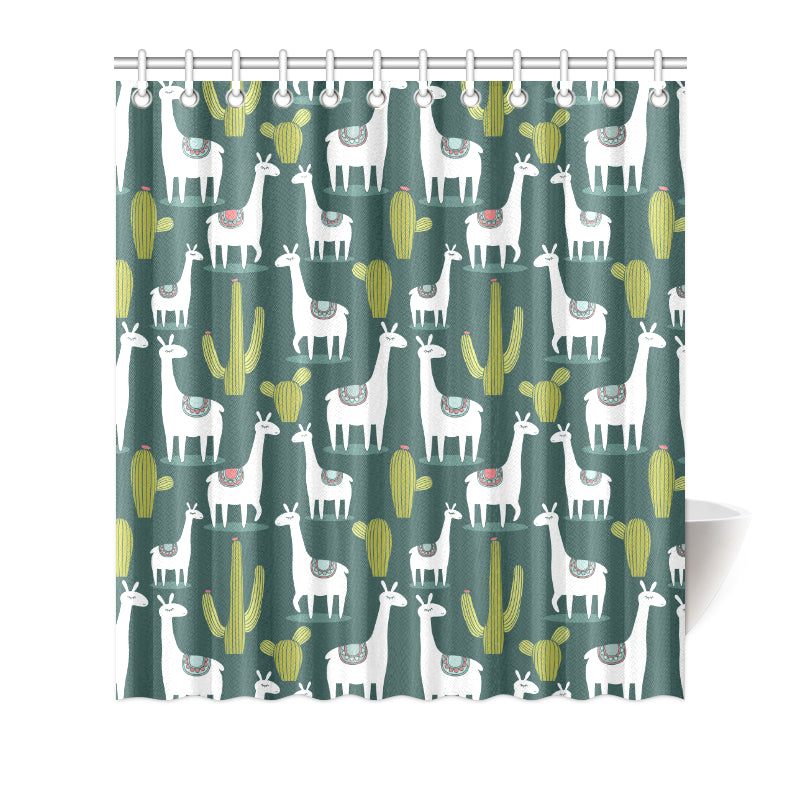 Llama Cactus Pattern Print Design 02 Shower Curtain