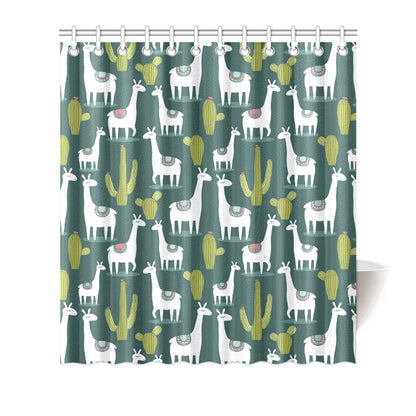 Llama Cactus Pattern Print Design 02 Shower Curtain