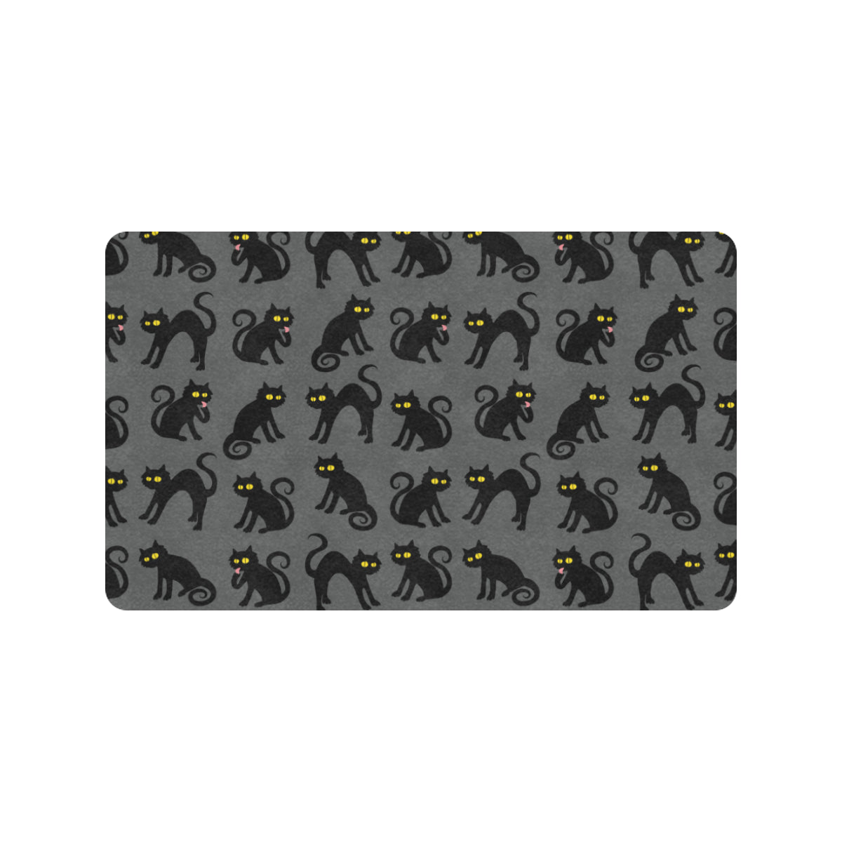 Black Cat Cute Print Pattern Rubber Doormat