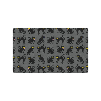 Black Cat Cute Print Pattern Rubber Doormat
