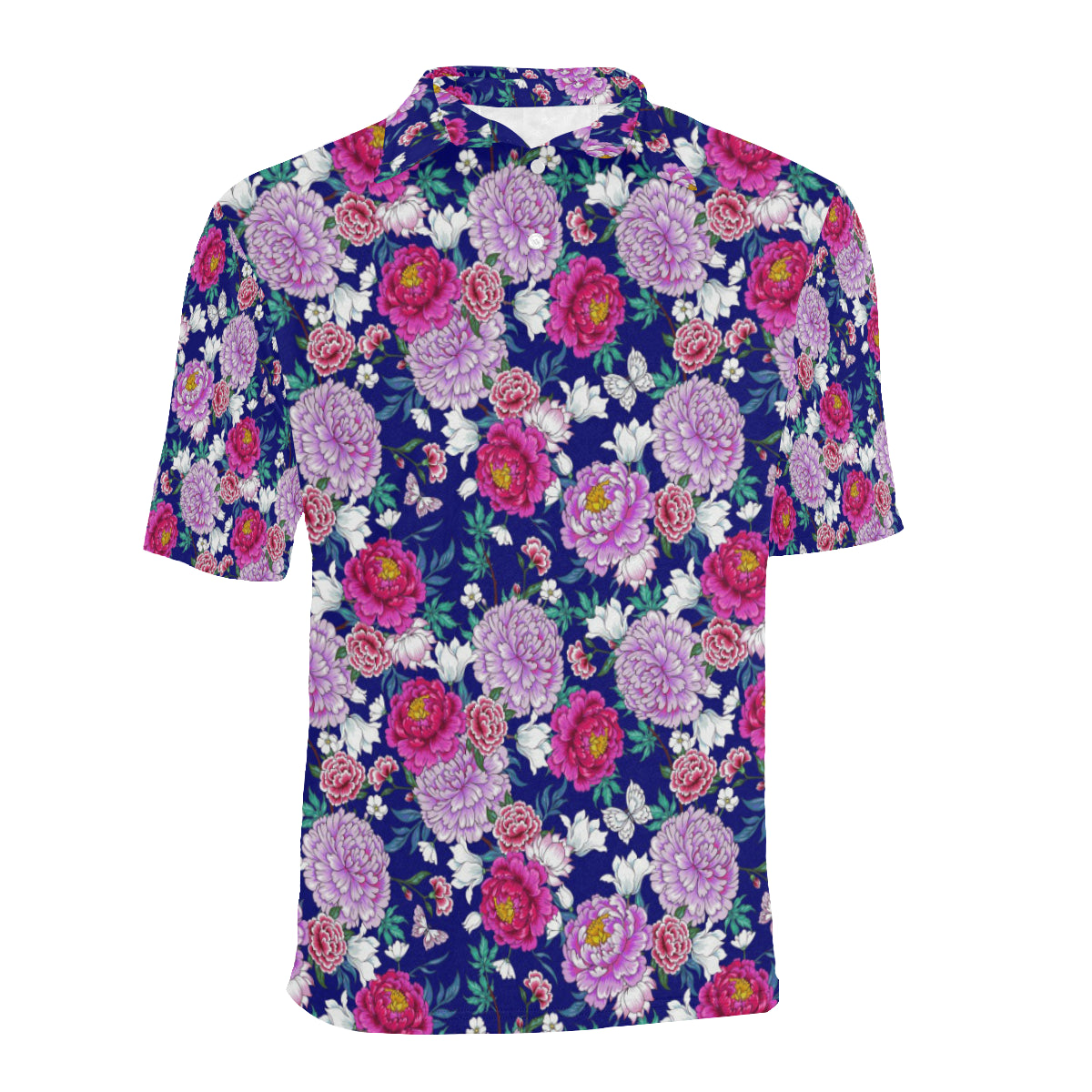Dahlia Pattern Print Design DH013 Men Polo Shirt