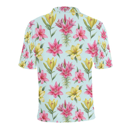 Lily Pattern Print Design LY010 Men Polo Shirt