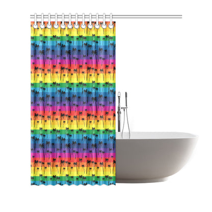 Palm Tree Rainbow Themed Print Shower Curtain