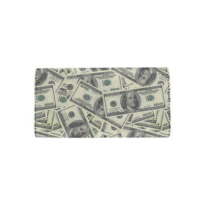 Dollar Pattern Print Design DO02 Women's Trifold Wallet