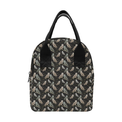 Owl Branch Themed Design Print Insulated Lunch Bag