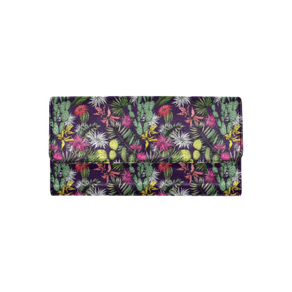 Cactus Pattern Print Design 08 Women's Trifold Wallet