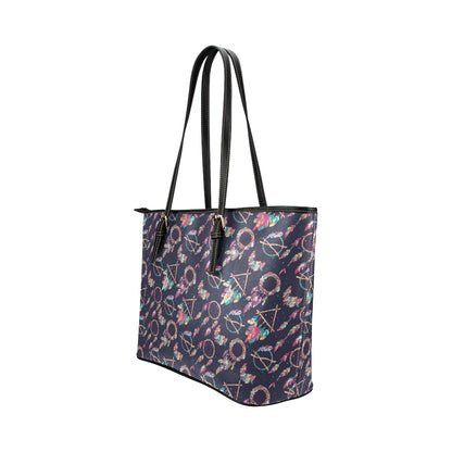 Boho Dream Catcher Colorful Leather Tote Bag