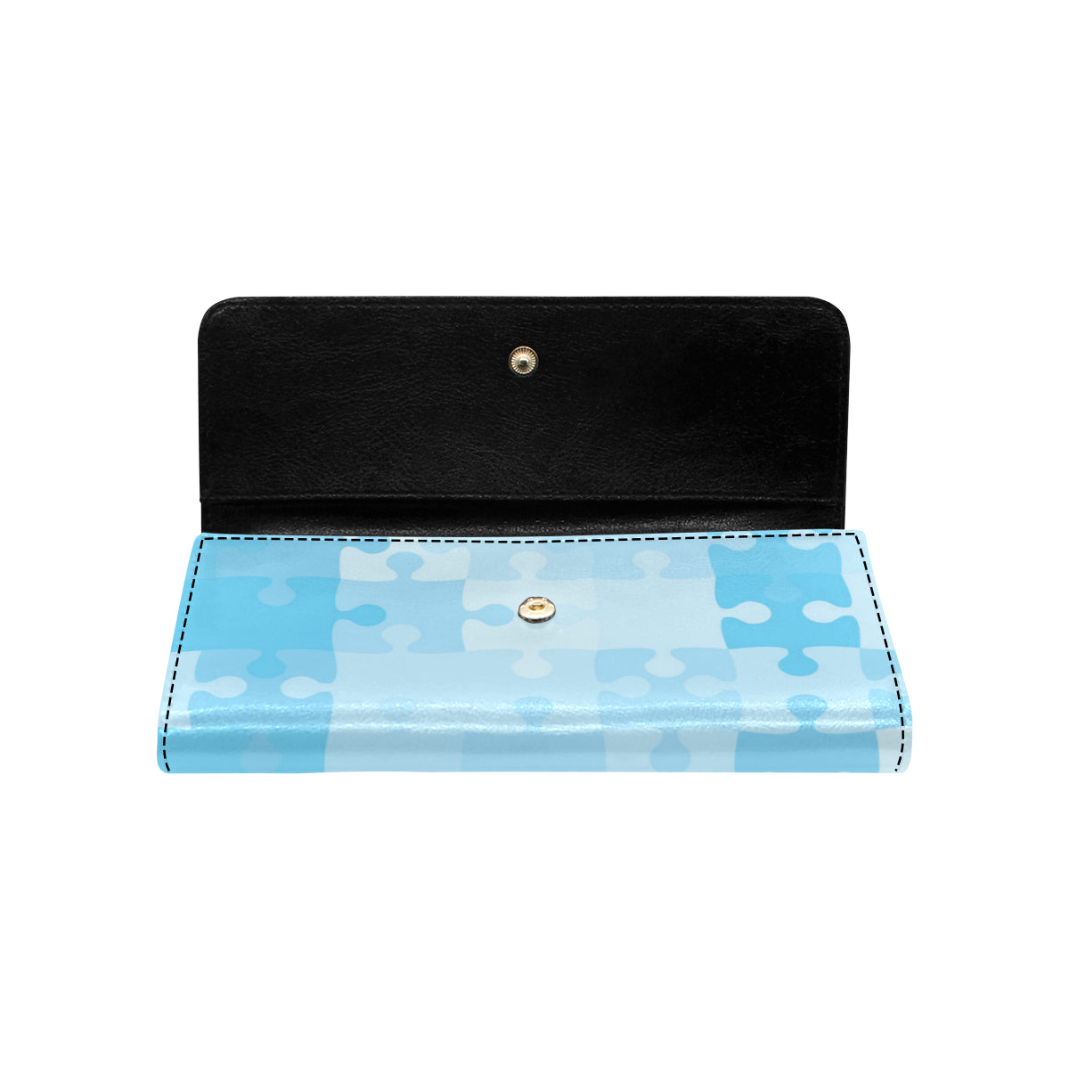 Puzzle Blue Pattern Print Design A04 Women's Trifold Wallet