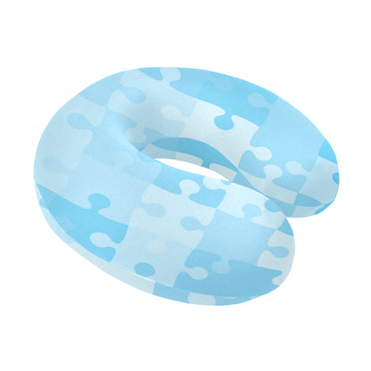 Puzzle Blue Pattern Print Design A04 U-Shaped Travel Neck Pillow