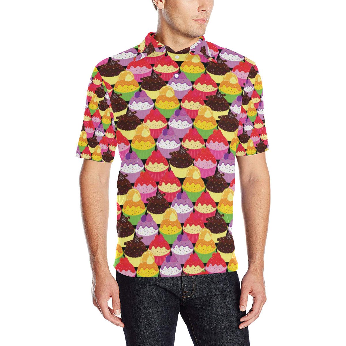 Cupcake Pattern Print Design CP02 Men Polo Shirt