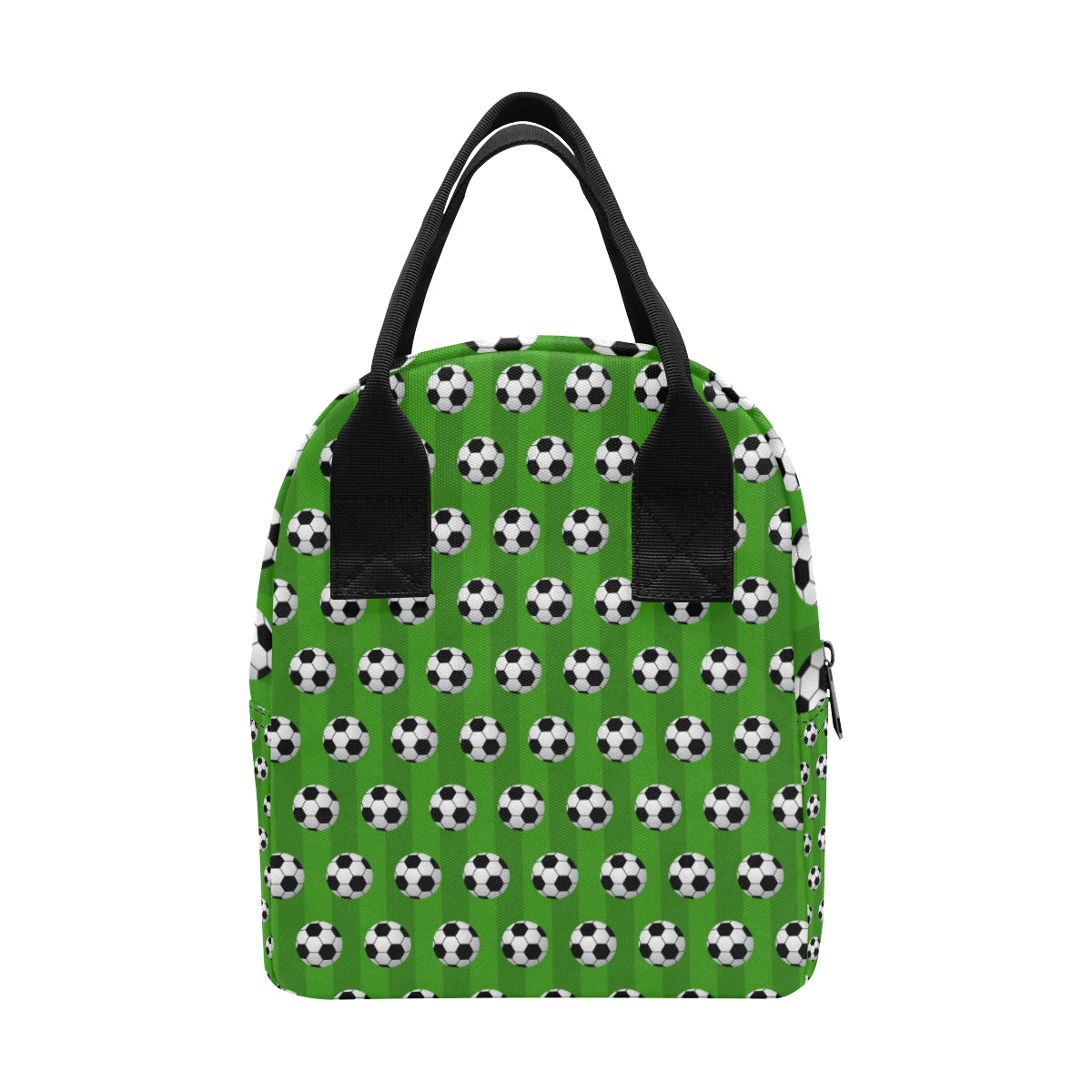 Soccer Ball Green Backgrpund Print Insulated Lunch Bag