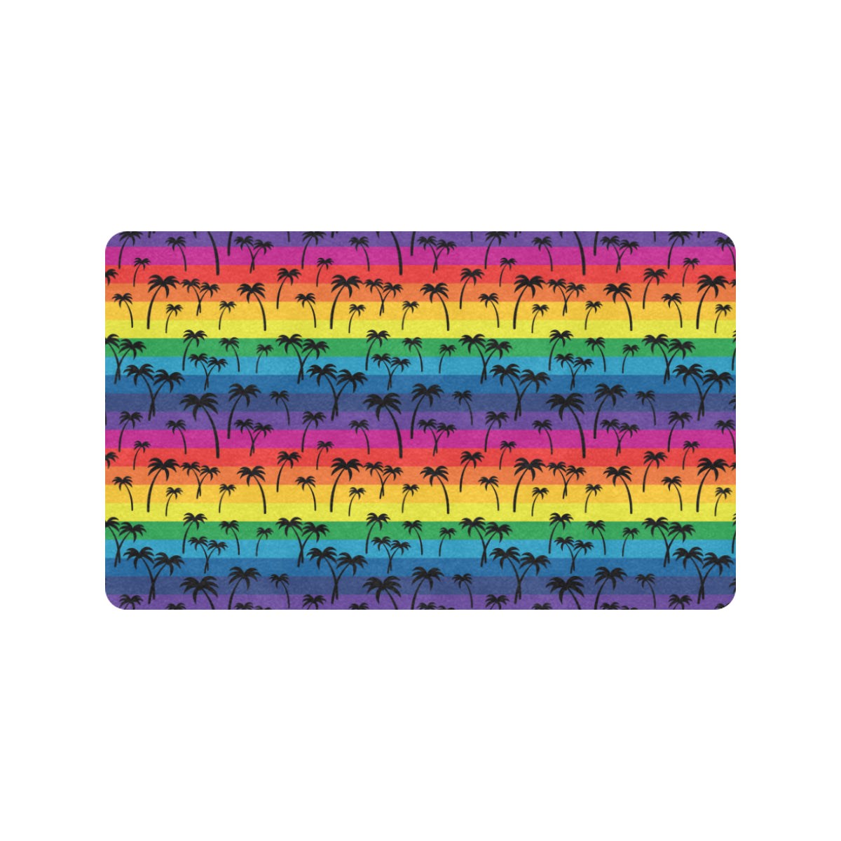 Palm Tree Rainbow Themed Print Rubber Doormat