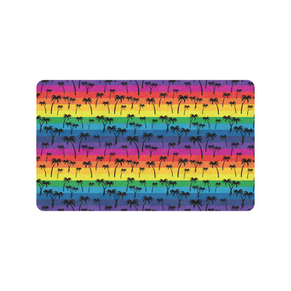 Palm Tree Rainbow Themed Print Rubber Doormat
