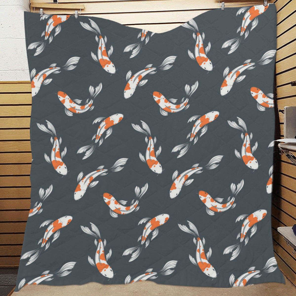 KOI Fish Pattern Print Design 04 Premium Quilt