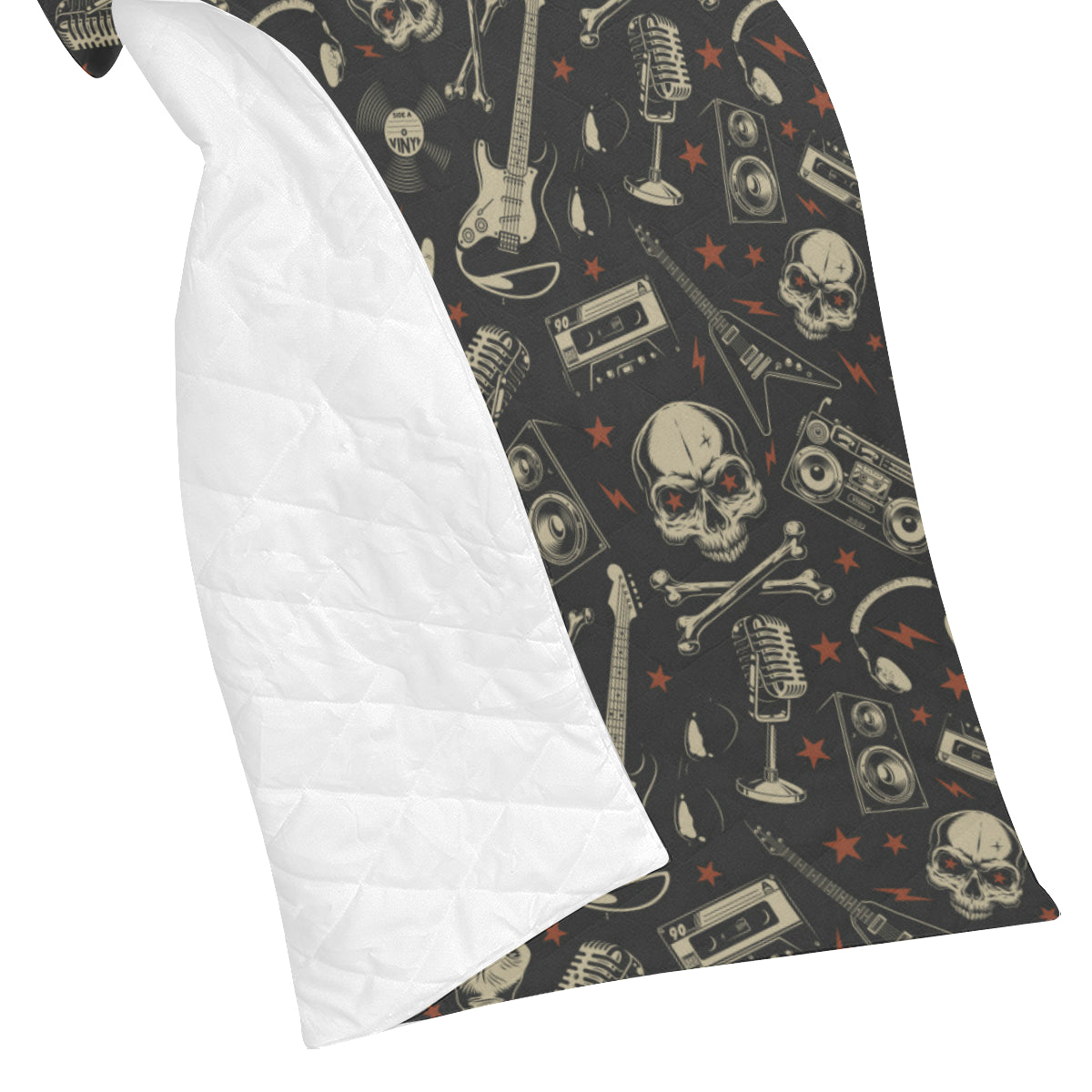 Rock and Roll Skull Pattern Print Design A03 Premium Quilt
