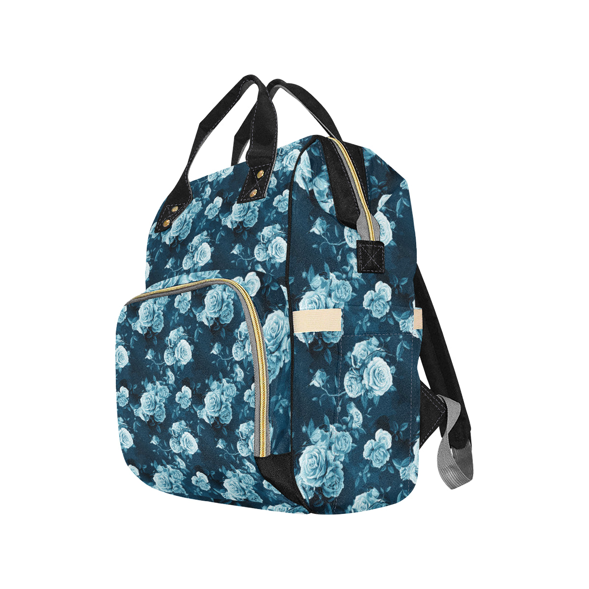 Rose Blue Pattern Print Design RO014 Diaper Bag Backpack