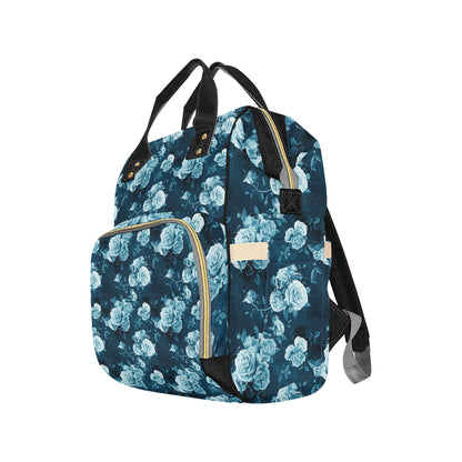 Rose Blue Pattern Print Design RO014 Diaper Bag Backpack