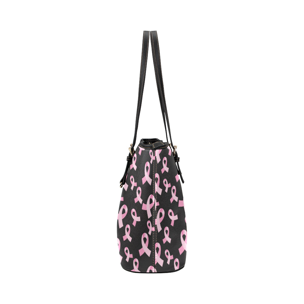 Breast Cancer Awareness Design Leather Tote Bag