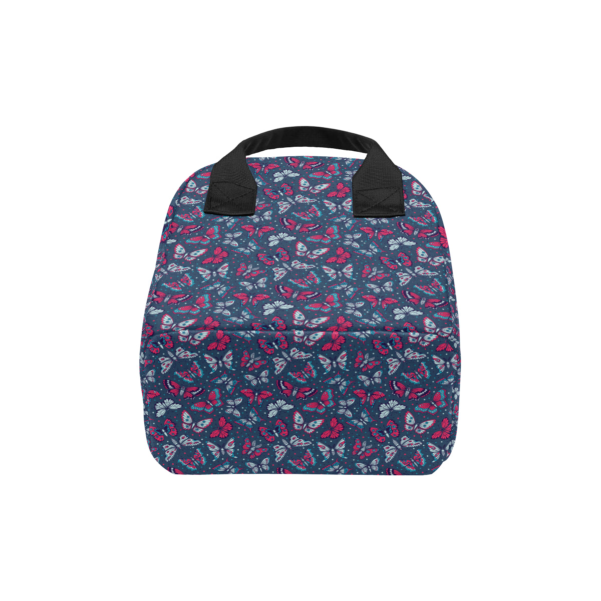 Butterfly Red Deep Blue Print Pattern Insulated Lunch Bag