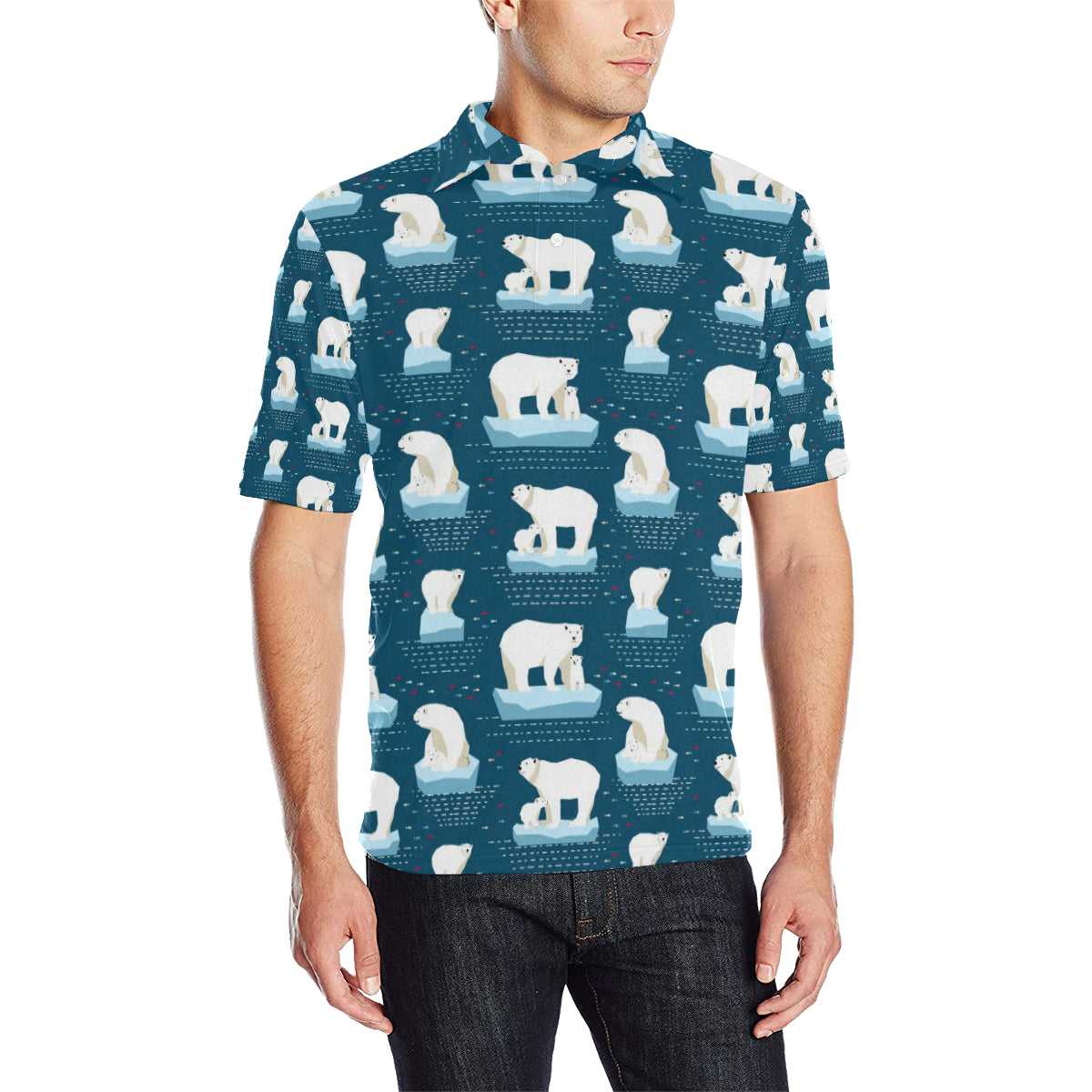 Polar Bear Pattern Print Design PB02 Men Polo Shirt