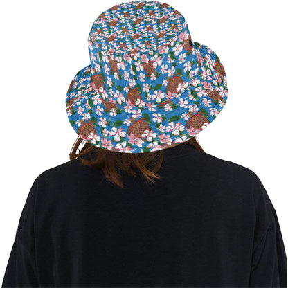 Sea Turtle Pink Hibiscus Hawaiian Print Unisex Bucket Hat