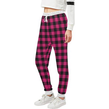 Pink Tartan Plaid Pattern Unisex Sweatpants
