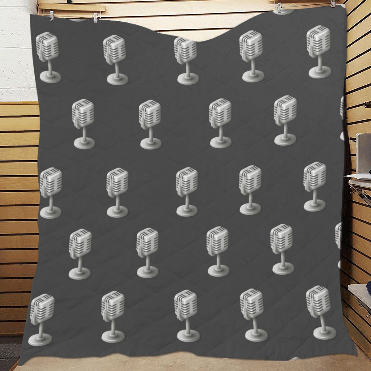 Microphone Vintage Pattern Print Design 01 Premium Quilt