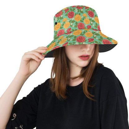 Dahlia Pattern Print Design DH011 Unisex Bucket Hat