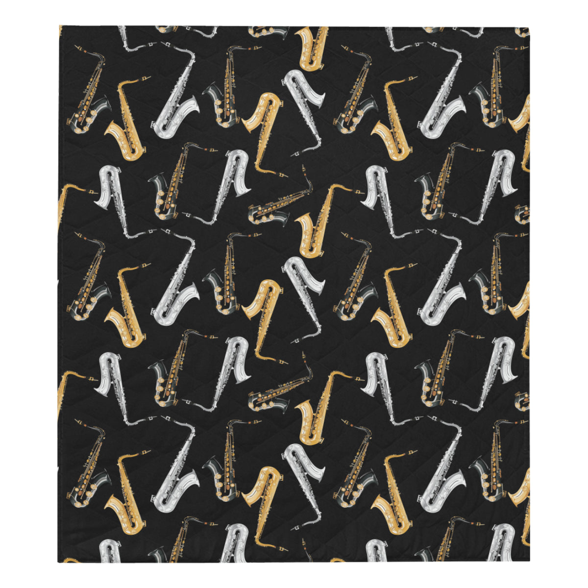 Saxophone Pattern Print Design 01 Premium Quilt