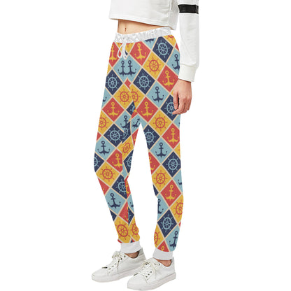 Nautical Pattern Design Themed Print Unisex Sweatpants