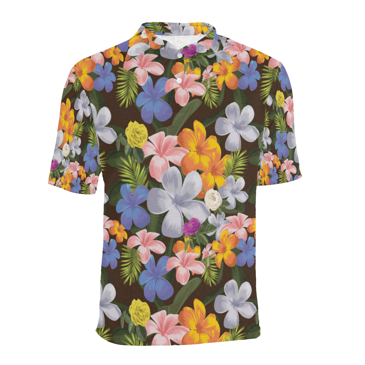 Plumeria Pattern Print Design PM03 Men Polo Shirt