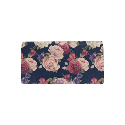 Peony Pattern Print Design PE03 Women's Trifold Wallet
