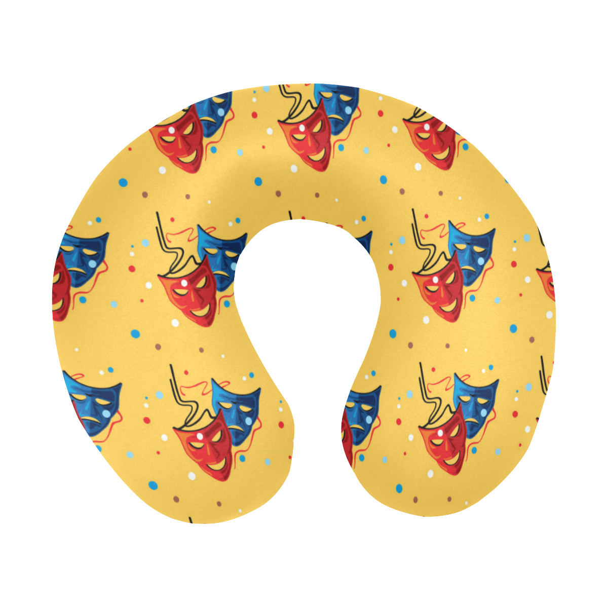 Acting Mask Pattern Print Design 02 U-Shaped Travel Neck Pillow