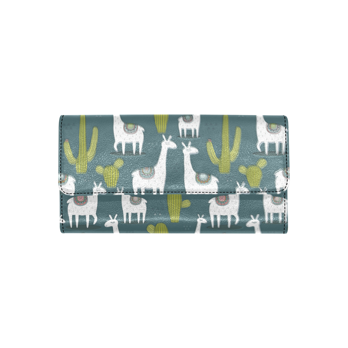 Llama Cactus Pattern Print Design 03 Women's Trifold Wallet