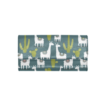 Llama Cactus Pattern Print Design 03 Women's Trifold Wallet