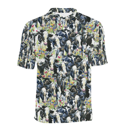 Cow Watercolor Print Pattern Men Polo Shirt