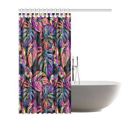 Neon Color Tropical Palm Leaves Shower Curtain