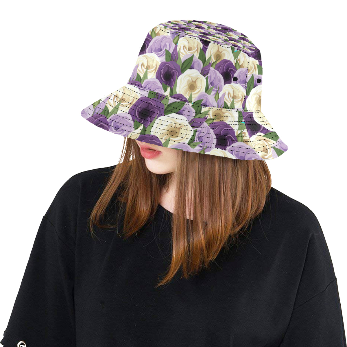 Lisianthus Pattern Print Design LT01 Unisex Bucket Hat
