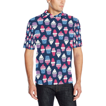 Cupcake Pattern Print Design CP04 Men Polo Shirt
