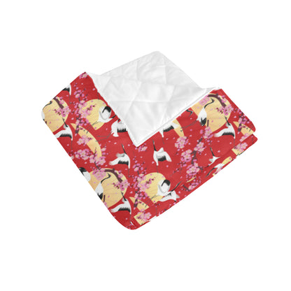 Crane Pattern Print Design 04 Premium Quilt
