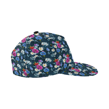 Floral Blue Themed Print Snapback Cap