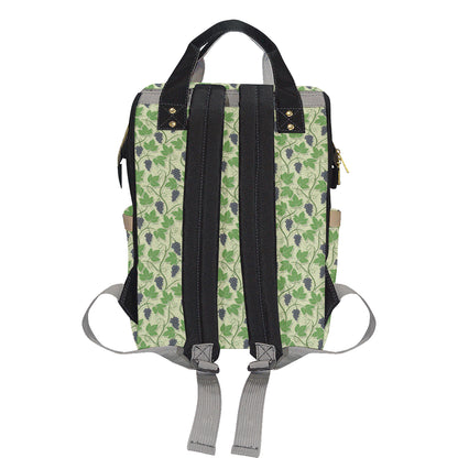 Wine Grape Thmed Print Diaper Bag Backpack