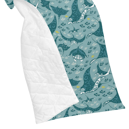 Manta Ray Tribal Pattern Print Design 03 Premium Quilt