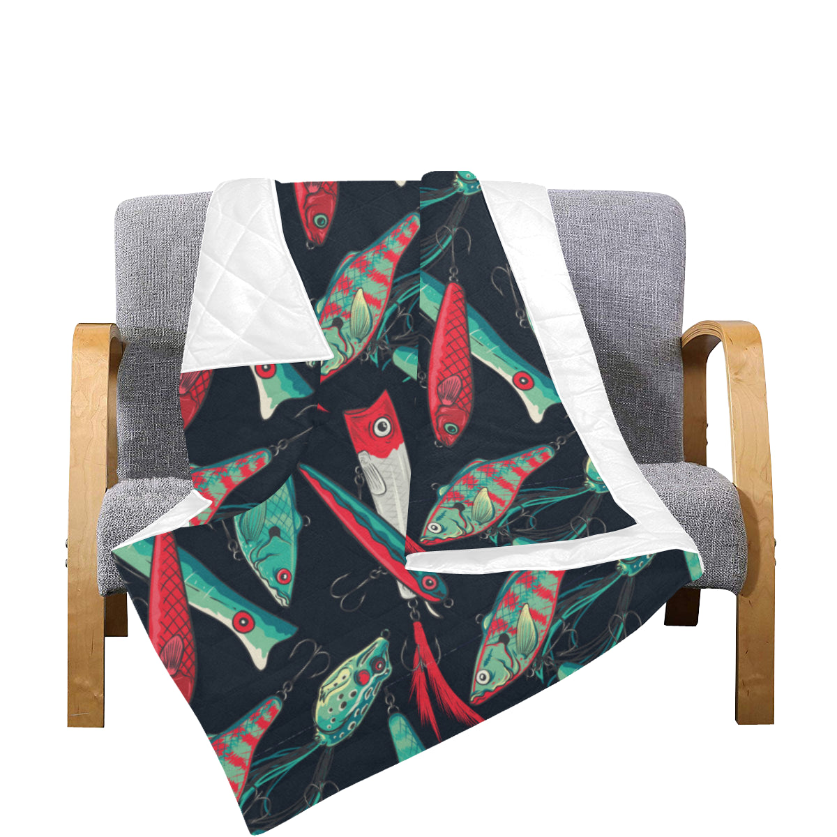 Fishing Bait Pattern Premium Quilt