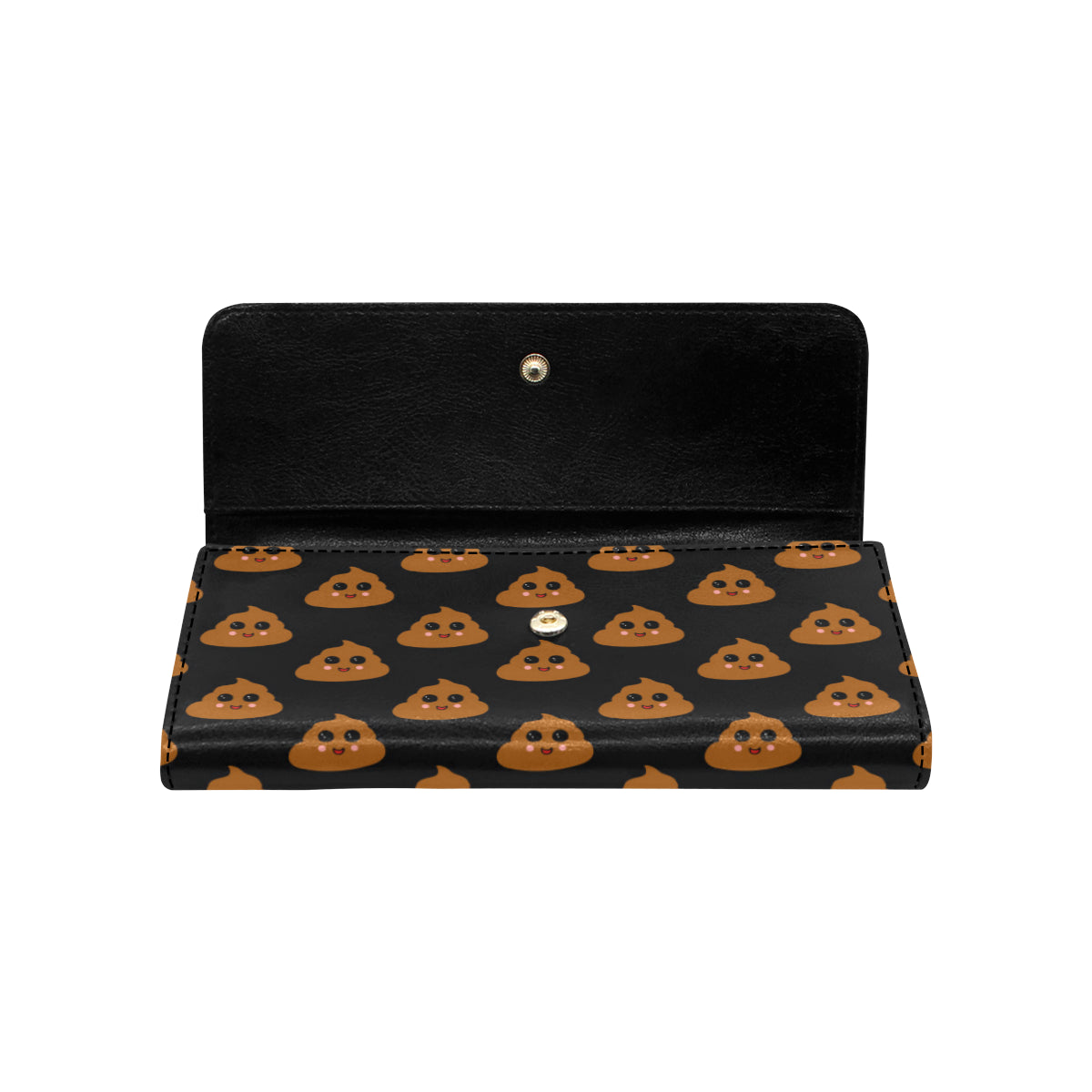 Poop Emoji Pattern Print Design A01 Women's Trifold Wallet