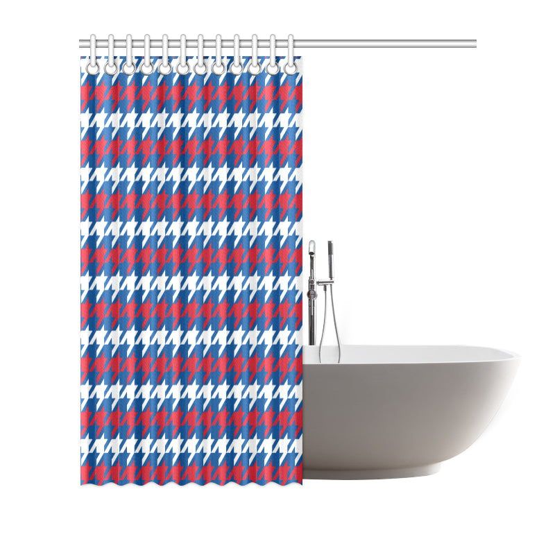 Patriotic Houndstooth Pattern Print Design A02 Shower Curtain