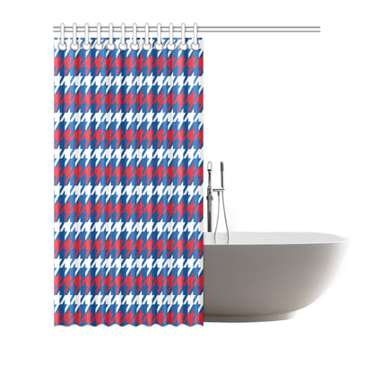 Patriotic Houndstooth Pattern Print Design A02 Shower Curtain