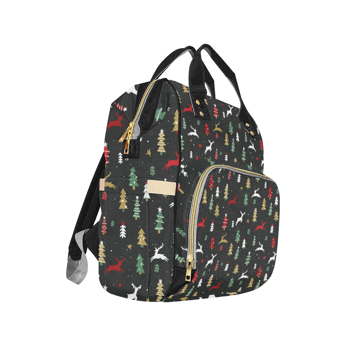 Christmas Tree Deer Style Pattern Print Design 03 Diaper Bag Backpack