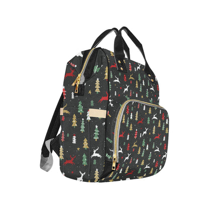 Christmas Tree Deer Style Pattern Print Design 03 Diaper Bag Backpack